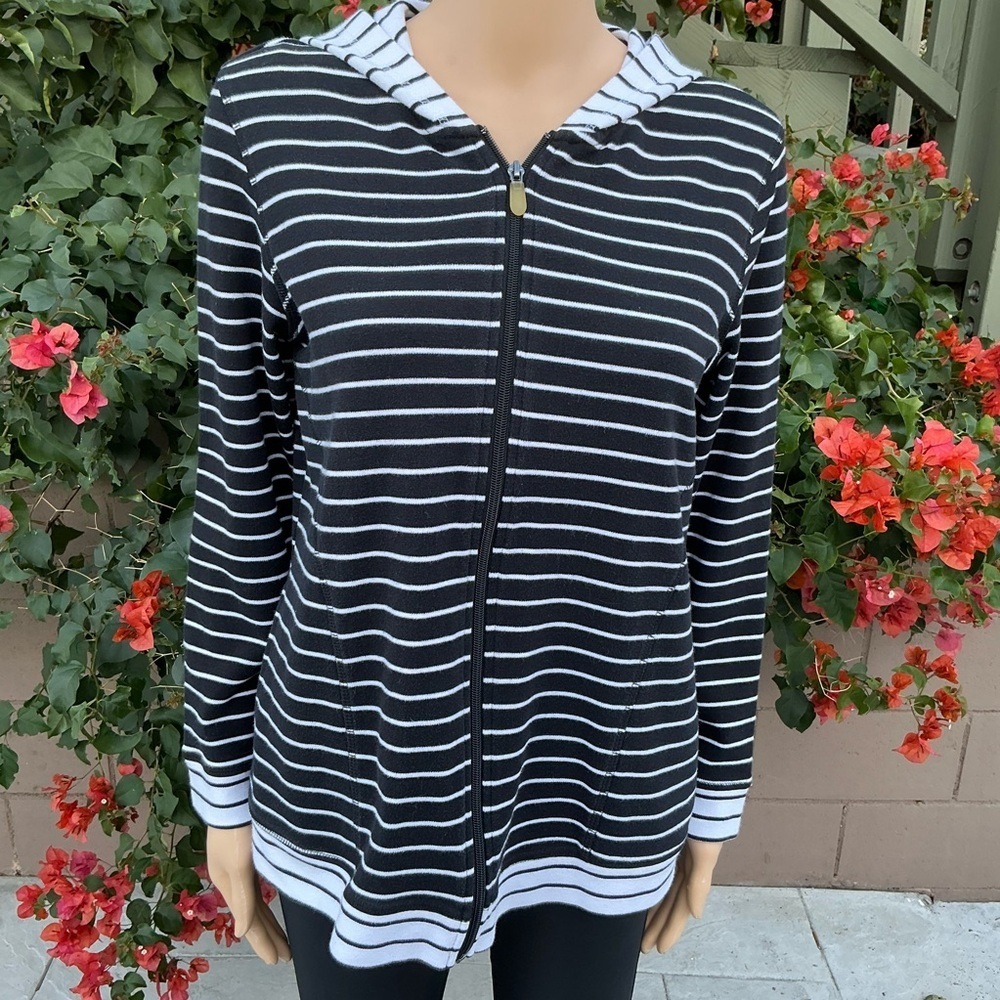 Appleseed's Black and White Striped Hoodie
